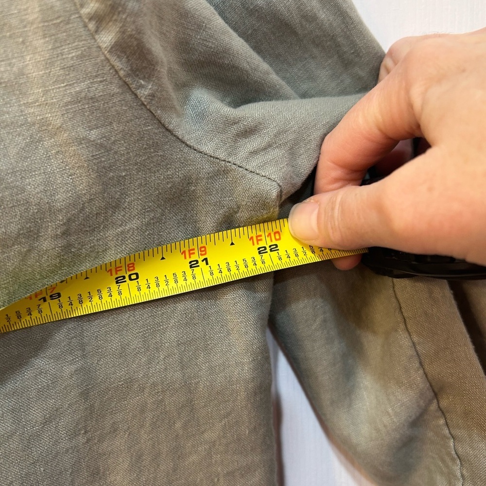Soft Surroundings 100% Linen Long Sleeve Tunic Top L‎ Patch Pockets Natural Boho - Picture 5 of 7